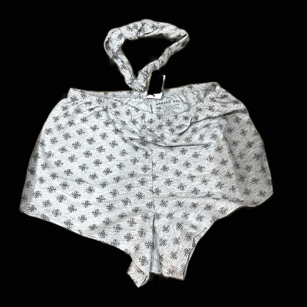 Gray with Black Starburst Shorts and Headband PJ Set